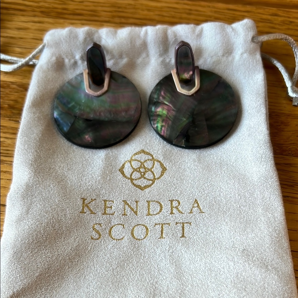 Kendra Scott Black Mother of Pearl/Rose Gold Didi Drop Earrings